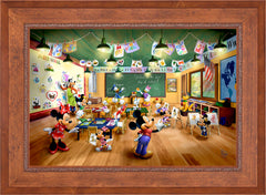 Disney Mickey and Minnie Schoolhouse Wall Art by Thomas Kinkade Studios Standard Number Canvas 24" x 36" Rustic Andalucian