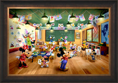 Disney Mickey and Minnie Schoolhouse Wall Art by Thomas Kinkade Studios Standard Number Canvas 24" x 36" Estate Bronze
