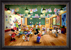 Disney Mickey and Minnie Schoolhouse Wall Art by Thomas Kinkade Studios Standard Number Canvas 24" x 36" Cabernet