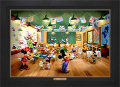 Disney Mickey and Minnie Schoolhouse Wall Art by Thomas Kinkade Studios Estate Edition Canvas 24" x 36" Modern Black
