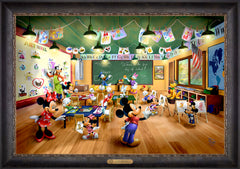 Disney Mickey and Minnie Schoolhouse Wall Art by Thomas Kinkade Studios Estate Edition Canvas 24" x 36" Cabernet