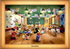 Disney Mickey and Minnie Schoolhouse Wall Art by Thomas Kinkade Studios Estate Edition Canvas 24" x 36" Gallery Gold