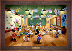 Disney Mickey and Minnie Schoolhouse Wall Art by Thomas Kinkade Studios Estate Edition Canvas 24" x 36" Gallery Bronze