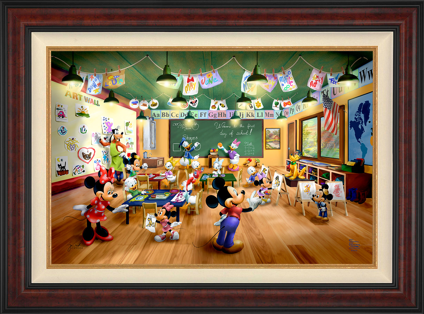 Disney Mickey and Minnie Schoolhouse Wall Art by Thomas Kinkade Studios Jewel Edition Canvas 24