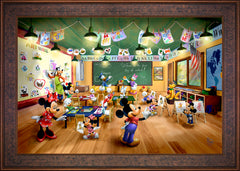 Disney Mickey and Minnie Schoolhouse Wall Art by Thomas Kinkade Studios Jewel Edition Canvas 24" x 36" Gallery Bronze