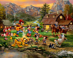 Disney Mickey and Minnie Rocky Mountain Round-Up Wall Art by Thomas Kinkade Studios Gallery Canvas Wrap 8" x 10" Unframed