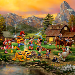 Disney Mickey and Minnie Rocky Mountain Round-Up Wall Art by Thomas Kinkade Studios Gallery Canvas Wrap 14" x 14" Unframed