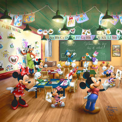 Disney Mickey and Minnie Schoolhouse Wall Art by Thomas Kinkade Studios Canvas Gallery Wrapped 14" x 14" Unframed