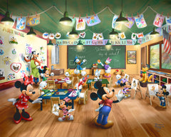 Disney Mickey and Minnie Schoolhouse Wall Art by Thomas Kinkade Studios Canvas Gallery Wrapped 24" x 30" Unframed