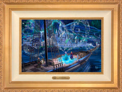 Disney Frozen Love and Magic Wall Art by Thomas Kinkade Studios - 12"  18" EE Canvas Antique Gold Frame
