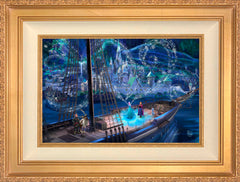 Disney Frozen Love and Magic Wall Art by Thomas Kinkade Studios Jewel Edition Canvas 12" x 18" Antique Gold