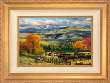 Yellowstone Sky Wall Art by Thomas Kinkade Studios Standard Number Canvas 12" x 18" Antique Gold