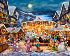Disney Mickey and Minnie Christmas Market Wall Art By Thomas Kinkade Studios - Gallery Wrapped Canvas