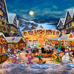 Disney Mickey and Minnie Christmas Market Wall Art By Thomas Kinkade Studios - Gallery Wrapped Canvas