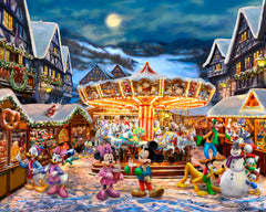 Disney Mickey and Minnie Christmas Market Wall Art By Thomas Kinkade Studios - Gallery Wrapped Canvas