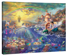 Disney The Little Mermaid Wall Art by Thomas Kinkade Studios Canvas Gallery Wrap 14" x 14" Unframed