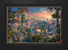 Disney Lady and the Tramp Wall Art by Thomas Kinkade Studios Standard Number Canvas 18" x 27" Modern Black