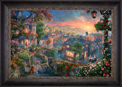 Disney Lady and the Tramp Wall Art by Thomas Kinkade Studios Standard Number Canvas 18" x 27" Cabernet