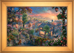 Disney Lady and the Tramp Wall Art by Thomas Kinkade Studios Standard Number Canvas 18" x 27" Gallery Gold