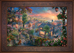 Disney Lady and the Tramp Wall Art by Thomas Kinkade Studios Standard Number Canvas 18" x 27" Gallery Bronze