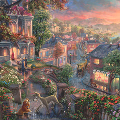 Disney Lady and the Tramp Wall Art by Thomas Kinkade Studios Canvas Gallery Wrap 14" x 14" Unframed