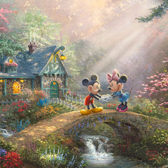 Disney Mickey and Minnie - Sweetheart Bridge Wall Art by Thomas Kinkade Studios Canvas Gallery Wrap 14" x 14" Unframed