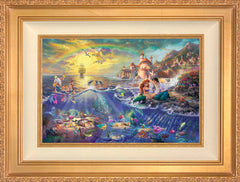 Disney The Little Mermaid Wall Art by Thomas Kinkade Studios Jewel Edition Canvas 12" x 18" Antique Gold