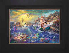 Disney The Little Mermaid Wall Art by Thomas Kinkade Studios Jewel Edition Canvas 12" x 18" Modern Black