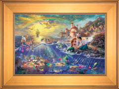Disney The Little Mermaid Wall Art by Thomas Kinkade Studios Jewel Edition Canvas 12" x 18" Gallery Gold