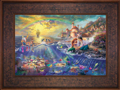 Disney The Little Mermaid Wall Art by Thomas Kinkade Studios Jewel Edition Canvas 12" x 18" Gallery Bronze