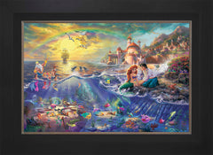 Disney The Little Mermaid Wall Art by Thomas Kinkade Studios Jewel Edition Canvas 18" x 27" Modern Black