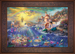 Disney The Little Mermaid Wall Art by Thomas Kinkade Studios Jewel Edition Canvas 18" x 27" Gallery Bronze