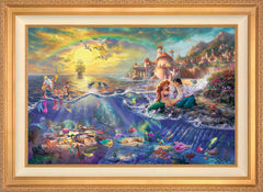 Disney The Little Mermaid Wall Art by Thomas Kinkade Studios Jewel Edition Canvas 24" x 36" Antique Gold