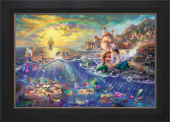 Disney The Little Mermaid Wall Art by Thomas Kinkade Studios Jewel Edition Canvas 24" x 36" Modern Black