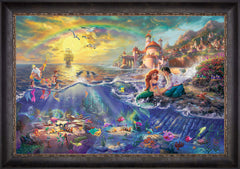Disney The Little Mermaid Wall Art by Thomas Kinkade Studios Jewel Edition Canvas 24" x 36" Cabernet