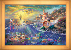 Disney The Little Mermaid Wall Art by Thomas Kinkade Studios Jewel Edition Canvas 24" x 36" Gallery Gold