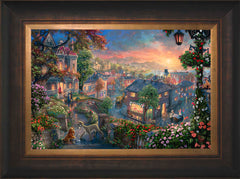 Disney Lady and the Tramp Wall Art by Thomas Kinkade Studios Standard Number Canvas 12" x 18" Estate Bronze