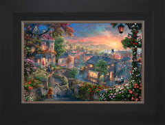 Disney Lady and the Tramp Wall Art by Thomas Kinkade Studios Standard Number Canvas 12" x 18" Modern Black
