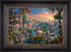 Disney Lady and the Tramp Wall Art by Thomas Kinkade Studios Standard Number Canvas 12" x 18" Cabernet