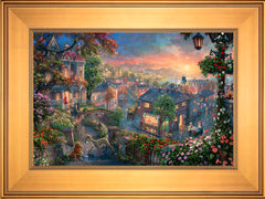 Disney Lady and the Tramp Wall Art by Thomas Kinkade Studios Standard Number Canvas 12" x 18" Gallery Gold