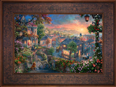 Disney Lady and the Tramp Wall Art by Thomas Kinkade Studios Standard Number Canvas 12" x 18" Gallery Bronze