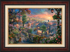 Disney Lady and the Tramp Wall Art by Thomas Kinkade Studios Standard Number Canvas 24" x 36" Gallery Burl