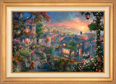 Disney Lady and the Tramp Wall Art by Thomas Kinkade Studios Standard Number Canvas 24" x 36" Antique Gold