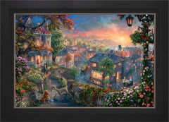 Disney Lady and the Tramp Wall Art by Thomas Kinkade Studios Standard Number Canvas 24" x 36" Modern Black