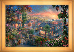 Disney Lady and the Tramp Wall Art by Thomas Kinkade Studios Standard Number Canvas 24" x 36" Gallery Gold