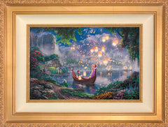 Disney Tangled Wall Art by Thomas Kinkade Studios Jewel Edition Canvas 12" x 18" Antique Gold