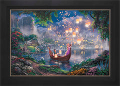 Disney Tangled Wall Art by Thomas Kinkade Studios Jewel Edition Canvas 24" x 36" Modern Black