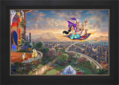 Disney Aladdin Wall Art by Thomas Kinkade Studios Standard Number Canvas 24" x 36" Modern Black