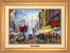 Batman™, Superman™, and Wonder Woman™: The Trinity I Wall Art by Thomas Kinkade Studios Estate Edition Canvas 18" x 27" Antique Gold