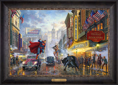 Batman™, Superman™, and Wonder Woman™: The Trinity I Wall Art by Thomas Kinkade Studios Estate Edition Canvas 18" x 27" Cabernet